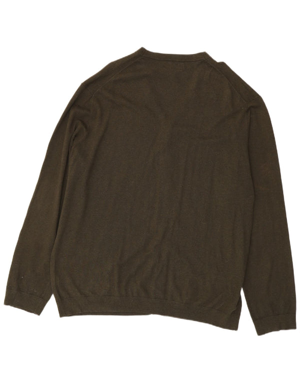 Ανδρικό πουλόβερ ζακέτα Marks & Spencer 2XL Χακί βαμβακερό