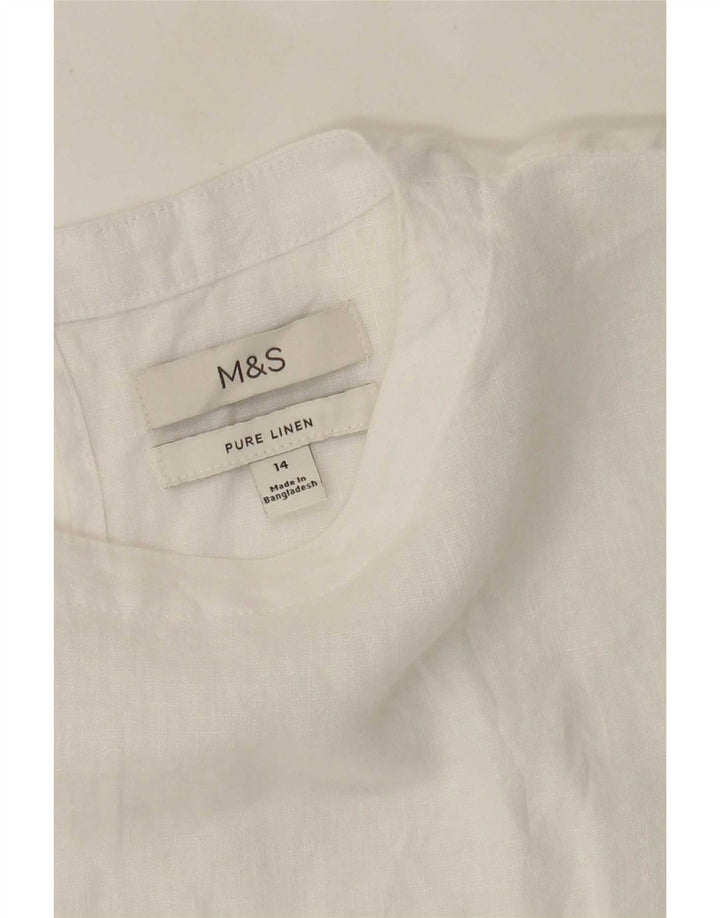 Marks & Spencer Γυναικεία Μπλούζα Oversized Top UK 14 Large White Len