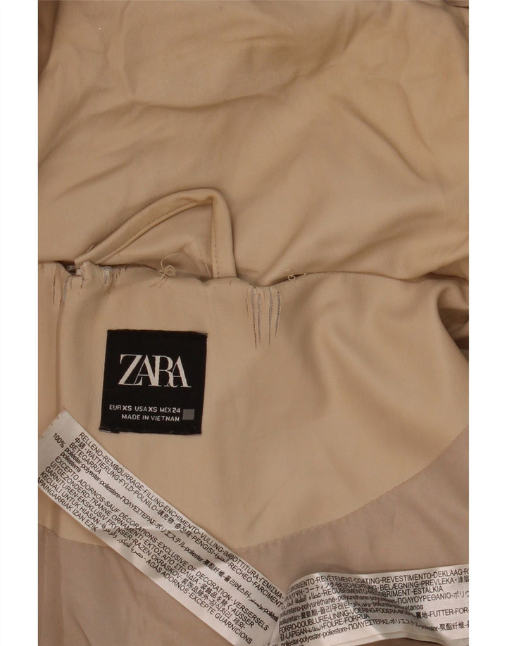 Zara γυναικείο τζάκετ με κουκούλα μεγάλου μεγέθους UK 6 XS μπεζ πολυεστέρας