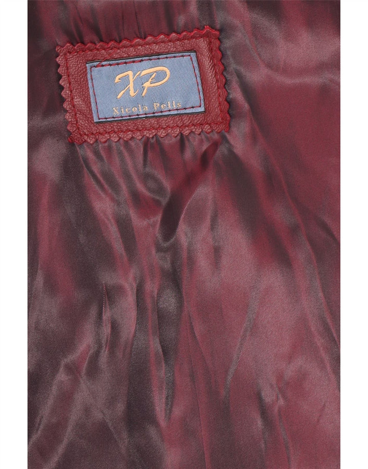 Vintage γυναικείο δερμάτινο παλτό UK 14 Medium Off White Colourblock Δέρμα