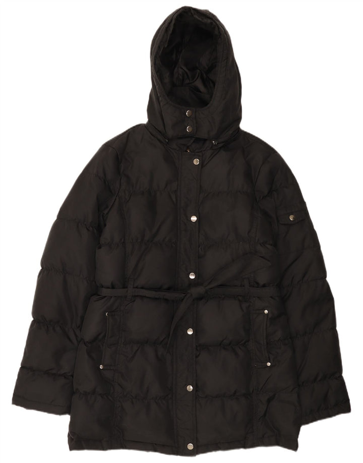 Zara Γυναικείο παλτό με κουκούλα UK 14 Medium Black