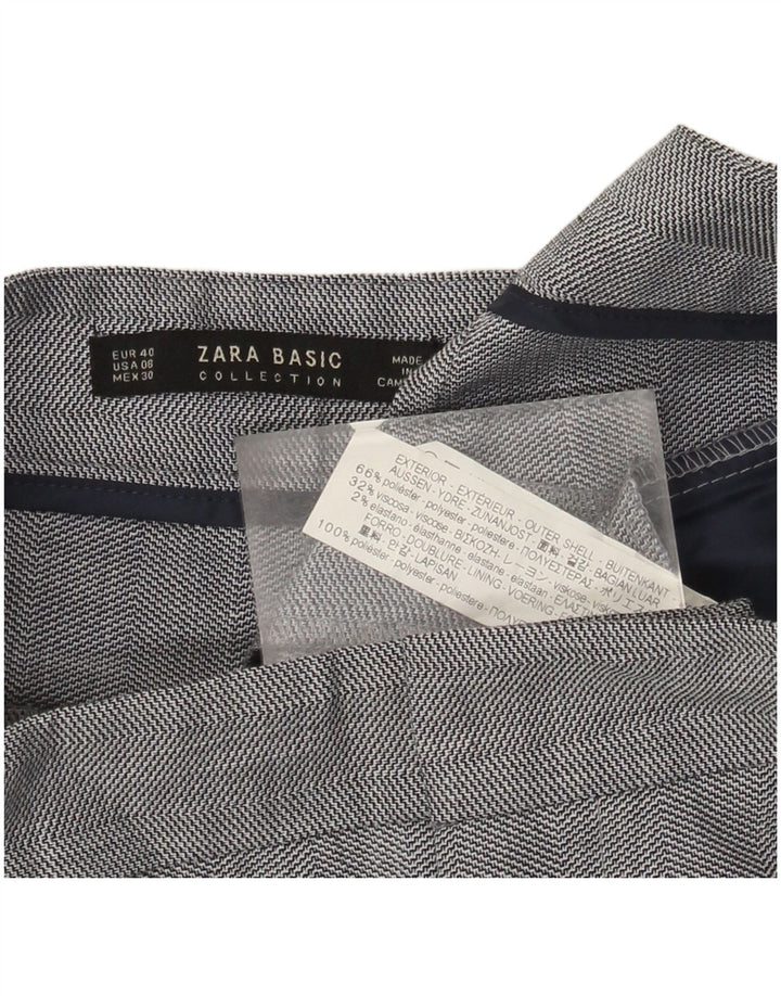 Zara Γυναικείο Slim Suit Παντελόνι EU 40 Medium W30 L27 Grey Chevron Polyester