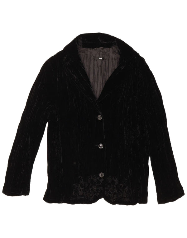 VINTAGE Γυναικείο βελούδινο σακάκι σακάκι με 3 κουμπιά UK 18 XL μαύρο φλοράλ