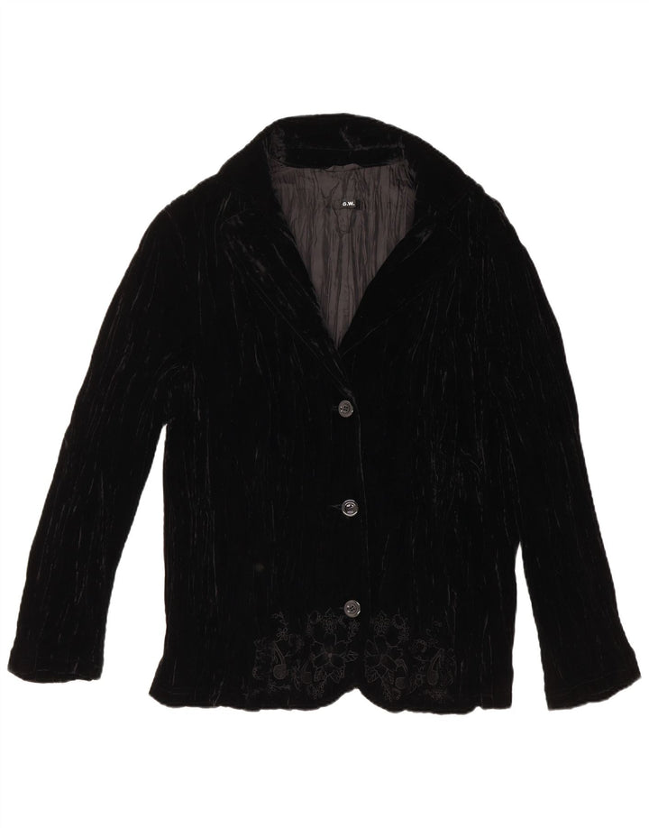 VINTAGE Γυναικείο βελούδινο σακάκι σακάκι με 3 κουμπιά UK 18 XL μαύρο φλοράλ