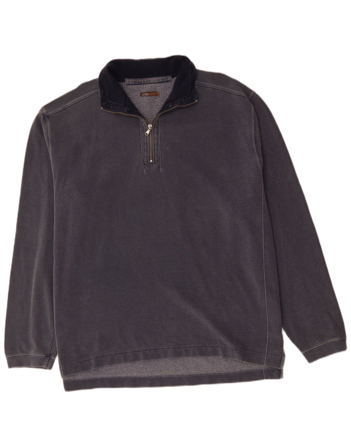 WHITE STUFF Ανδρικό φούτερ με φερμουάρ Jumper 2XL Navy Blue Cotton