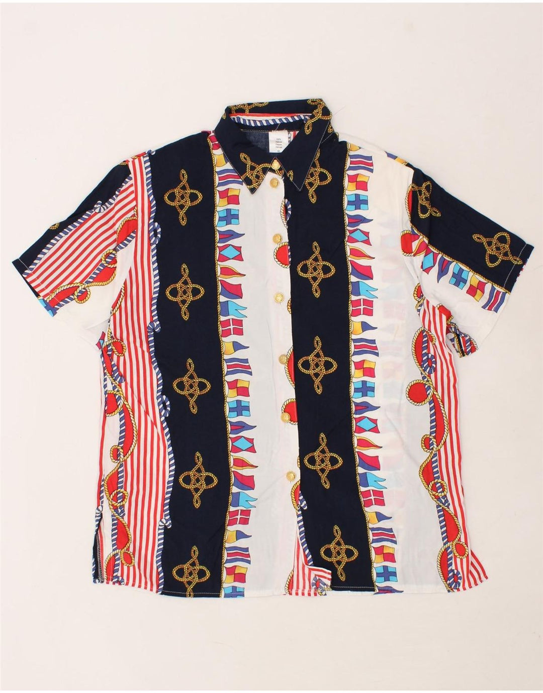 VINTAGE Womens Short Sleeve Shirt IT 42 Medium Multicoloured Striped Vintage Vintage and Second-Hand Vintage from Messina Hembry 