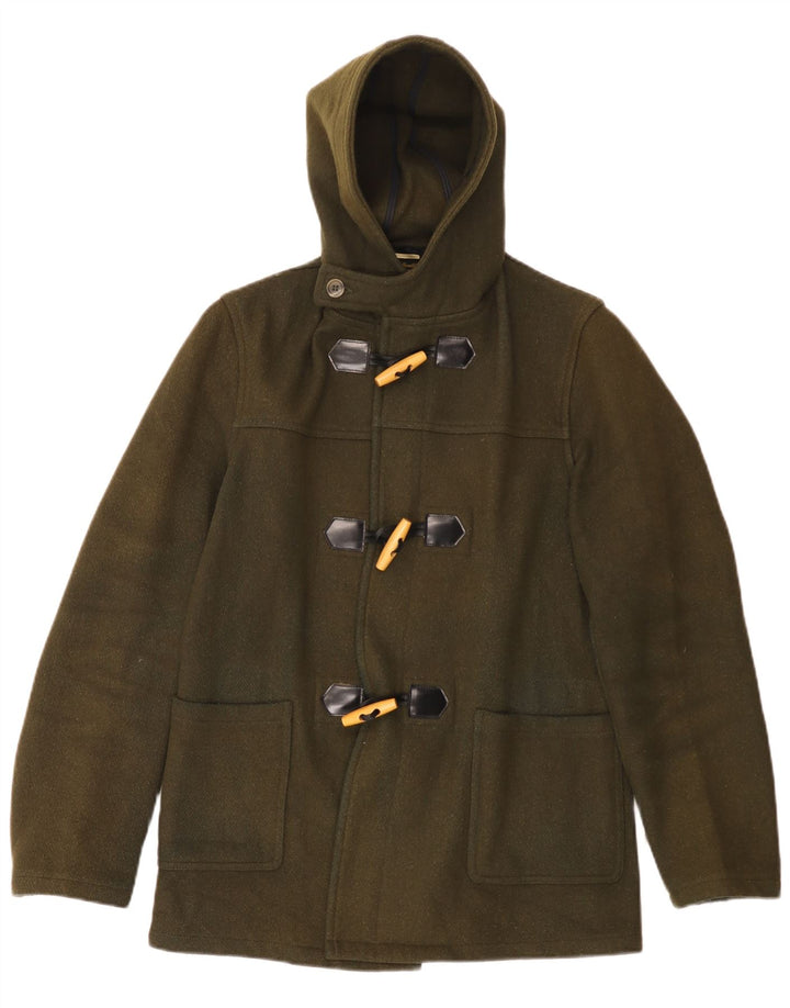 Vintage Ανδρικό μπουφάν με κουκούλα Duffle UK 38 Medium Khaki Wool