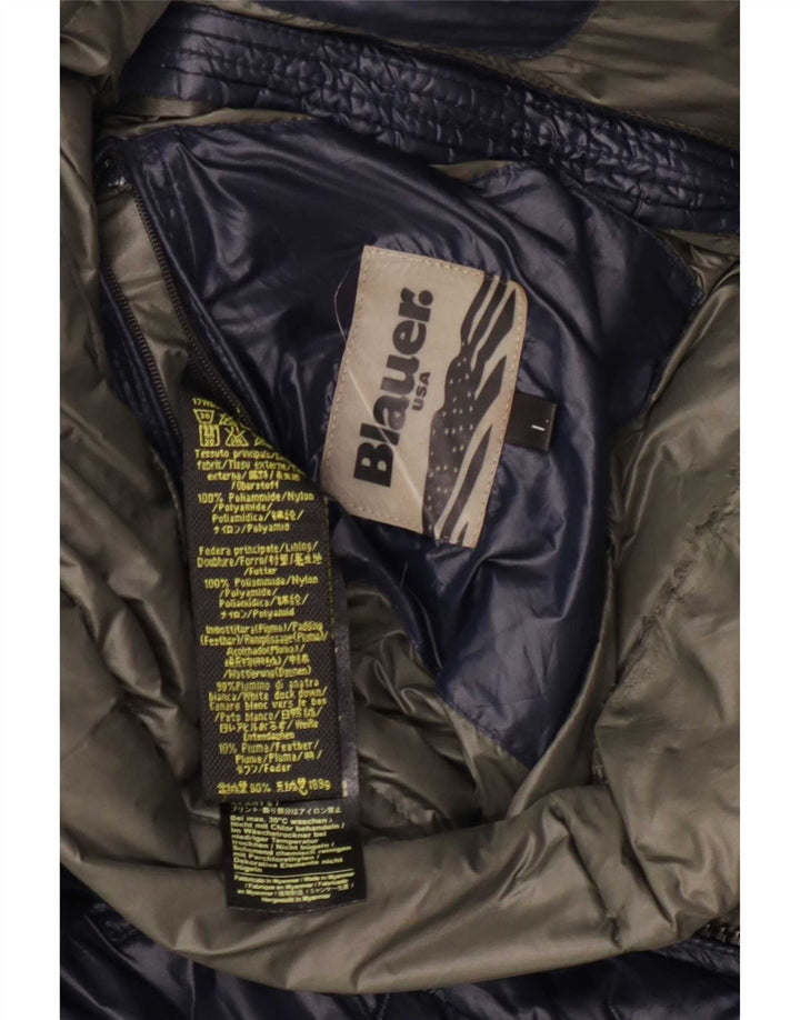 Blauer Ανδρικό μπουφάν με κουκούλα UK 40 Large Navy Blue Polyamide