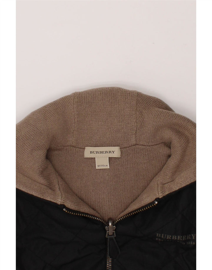 BURBERRY Boys Hooded Reversible Jacket 4-5 Years Black Polyester