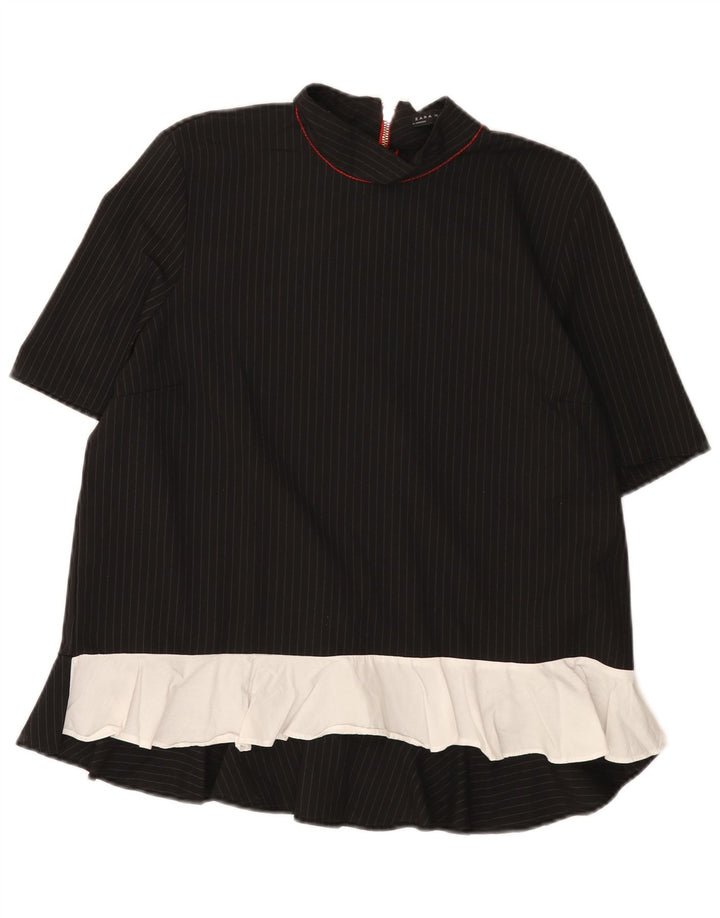Zara Γυναικεία Μπλούζα Τοπ UK 14 Medium Black Colourblock Polyester