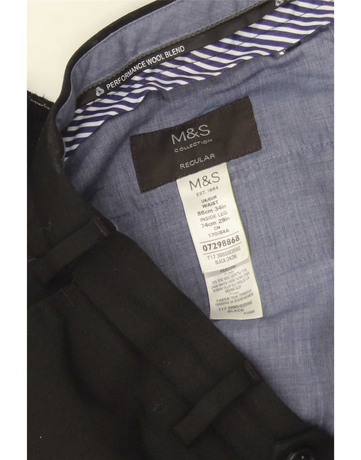 Ανδρικό ίσιο παντελόνι Marks & Spencer W34 L29 Μαύρο μάλλινο