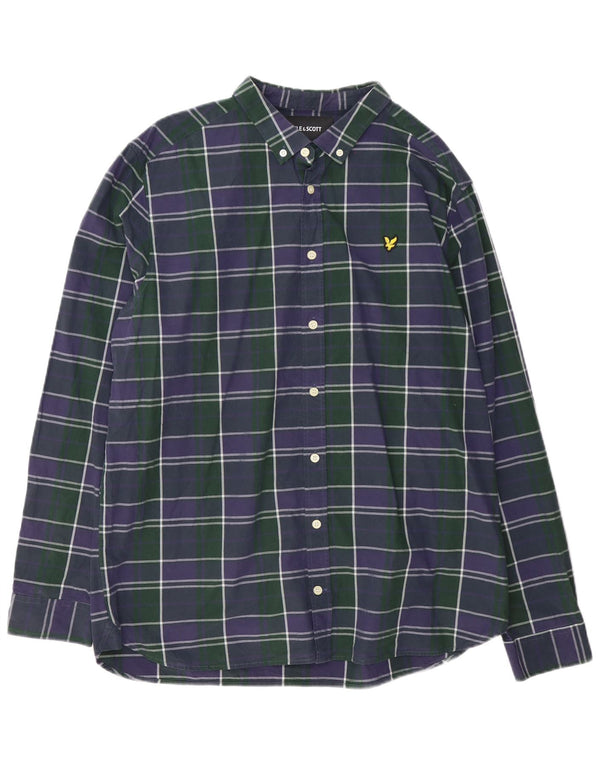 Ανδρικό πουκάμισο Lyle & Scott 2XL Navy Blue Check Cotton