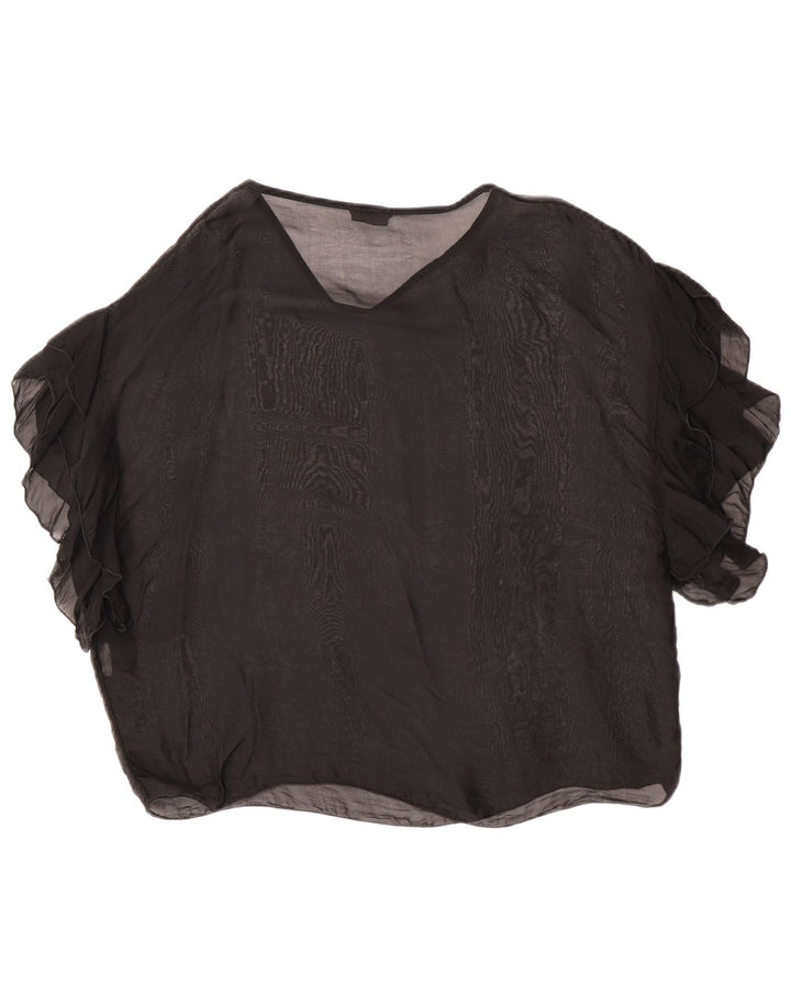 King Kong Womens See Through Oversized Μπλούζα Top 10 Small Black Silk