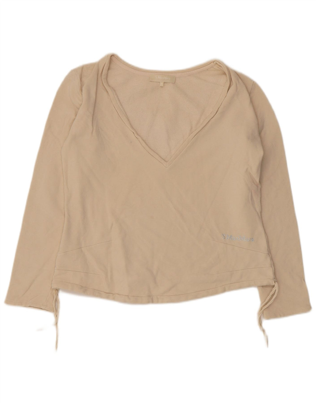 Max Mara Γυναικείο τοπ μακρυμάνικο UK 10 Small Beige βαμβακερό