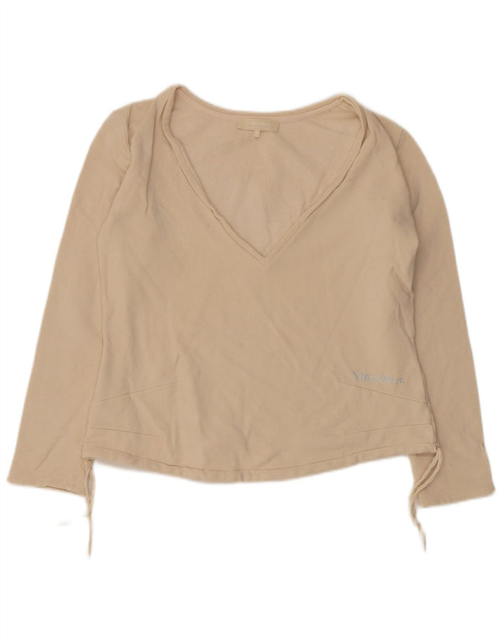 Max Mara Γυναικείο τοπ μακρυμάνικο UK 10 Small Beige βαμβακερό