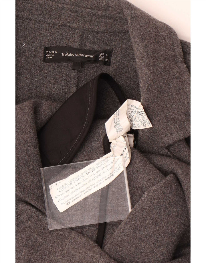 Zara Γυναικείο παλτό Trafaluc Open UK 16 Large Grey Wool