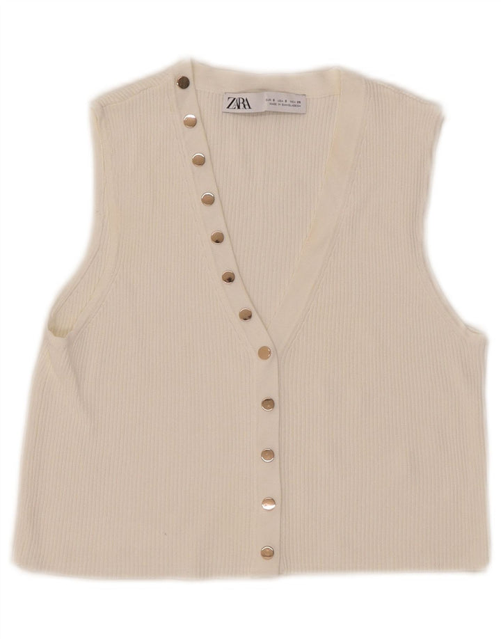 Zara Γυναικείο Αμάνικο Crop Top UK 10 Small White