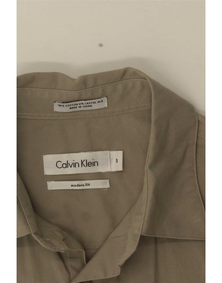 Ανδρικό μοντέρνο πουκάμισο Calvin Klein, μικρό χακί βαμβακερό