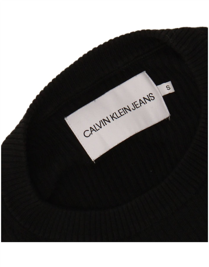 CALVIN KLEIN JEANS Γυναικείο γραφικό τοπ μακρυμάνικο UK 10 Small Black