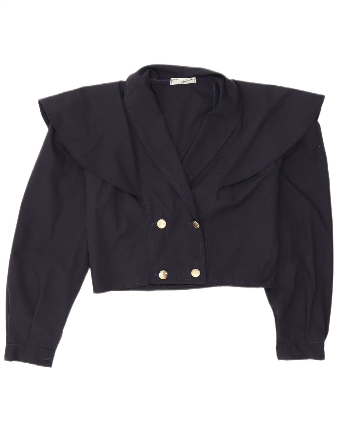 Vintage γυναικείο σακάκι σακάκι με διπλό στήθος Crop UK 14 Medium Navy Blue