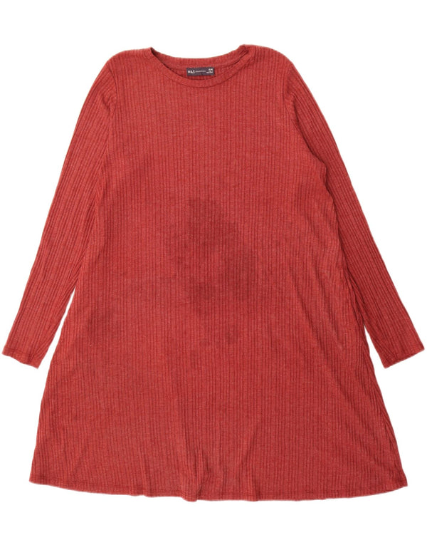 Marks & Spencer Γυναικείο μακρυμάνικο φόρεμα σκηνής UK 18 XL μπορντό πολυεστέρας