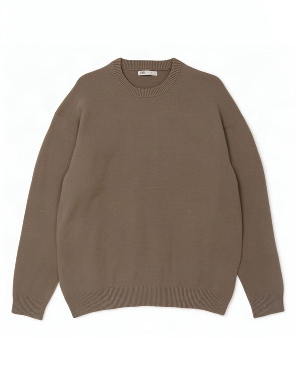 Ανδρικό πουλόβερ Zara Crew Neck Jumper Μεγάλη γκρι βισκόζη