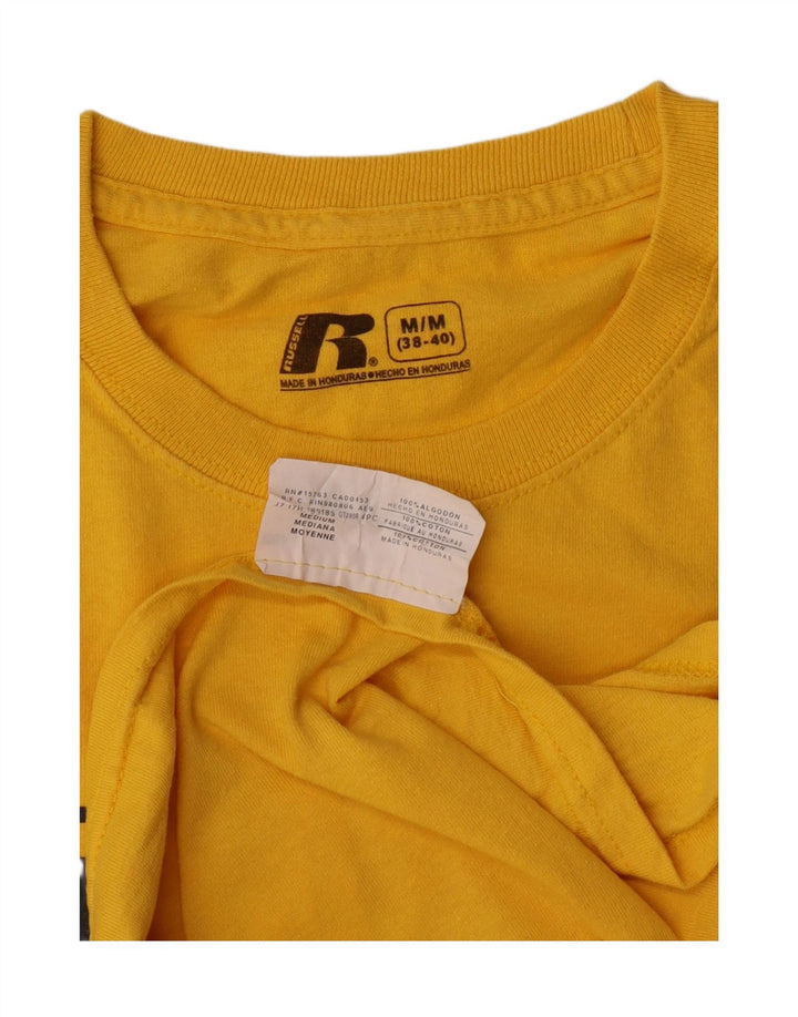 Ανδρικό γραφικό μπλουζάκι Russell Athletic Top από μεσαίο κίτρινο βαμβάκι