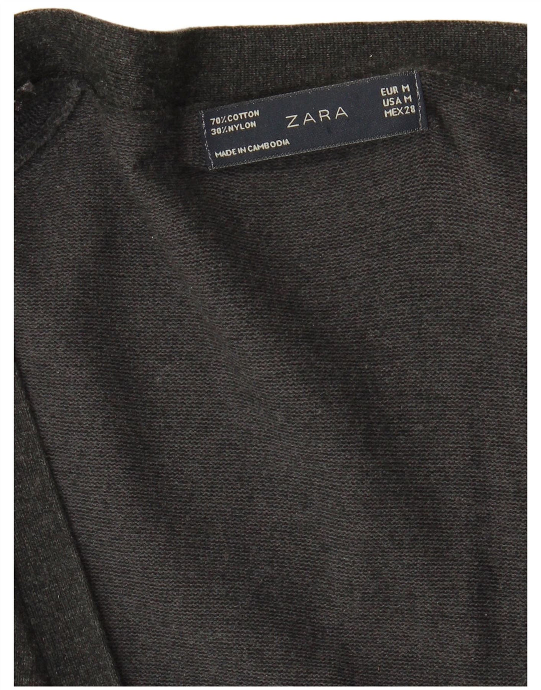 Zara Γυναικείο Ζακέτα Longline UK 12 Βαμβακερό μεσαίο γκρι