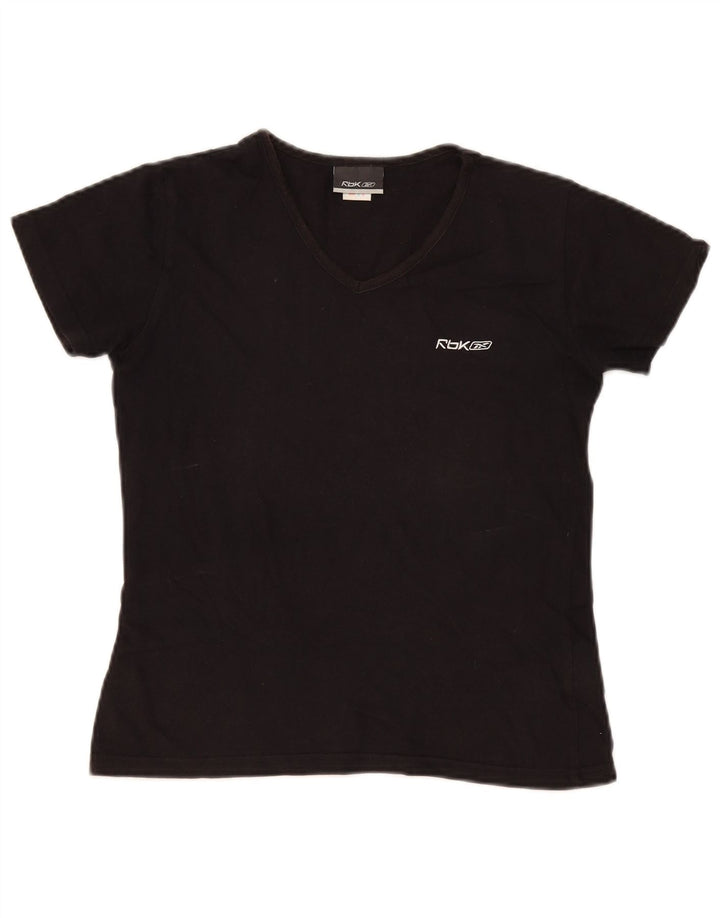 Reebok Γυναικείο T-Shirt Top UK 12 μεσαίο μαύρο βαμβακερό