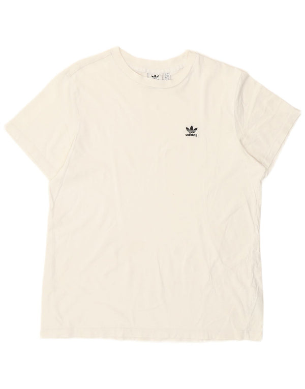Adidas Γυναικείο T-Shirt Top UK 12 Μεσαίο λευκό βαμβακερό