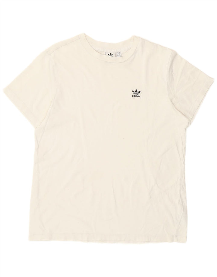 Adidas Γυναικείο T-Shirt Top UK 12 Μεσαίο λευκό βαμβακερό