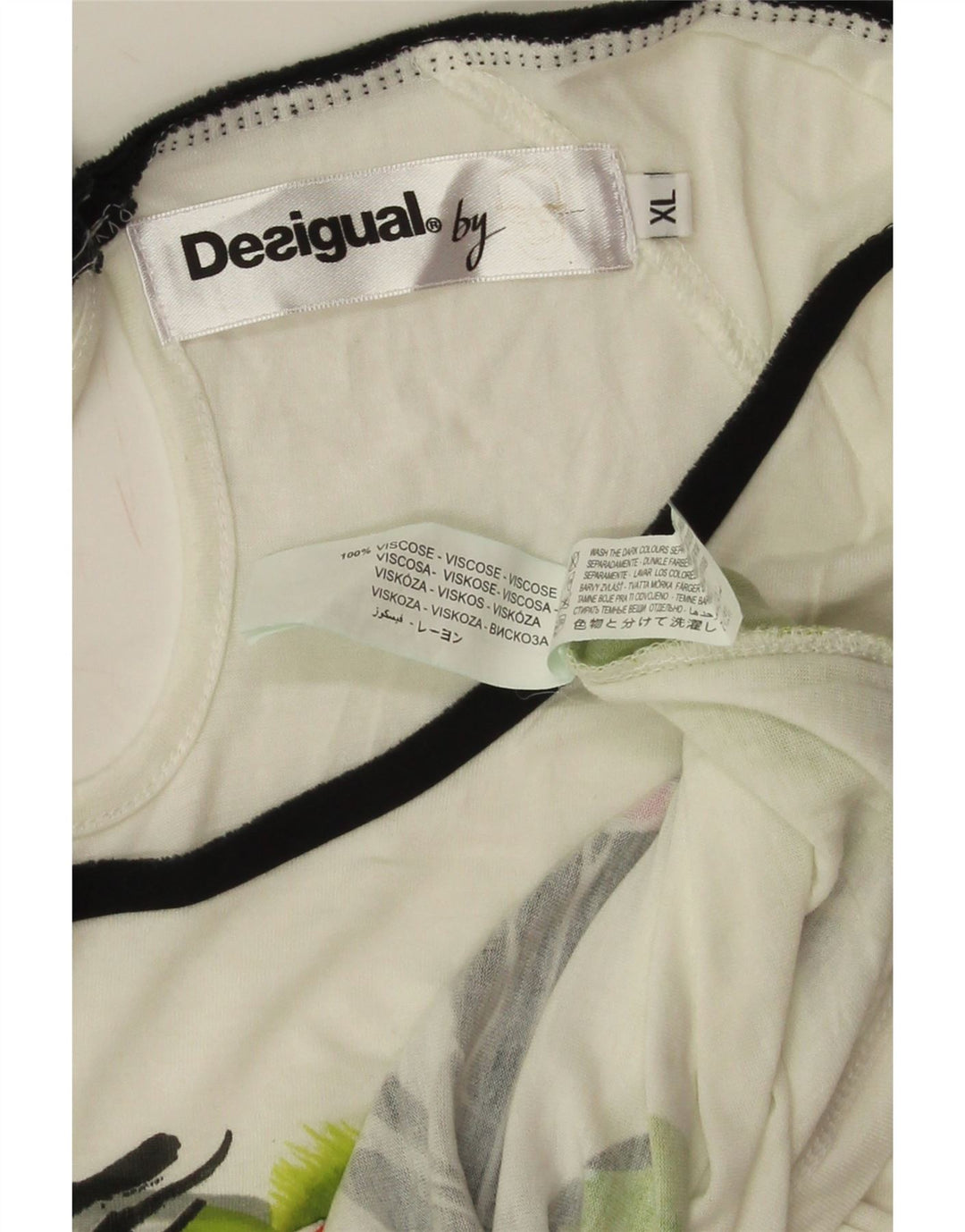 Γυναικείο γραφικό μπλουζάκι Desigual Top UK 18 XL Off White Viscose