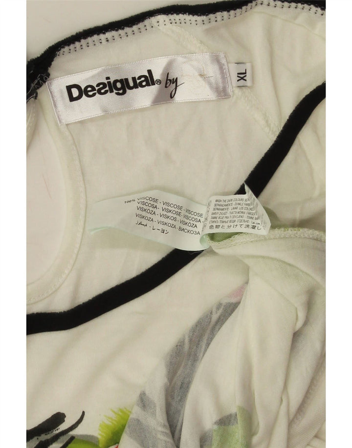 Γυναικείο γραφικό μπλουζάκι Desigual Top UK 18 XL Off White Viscose