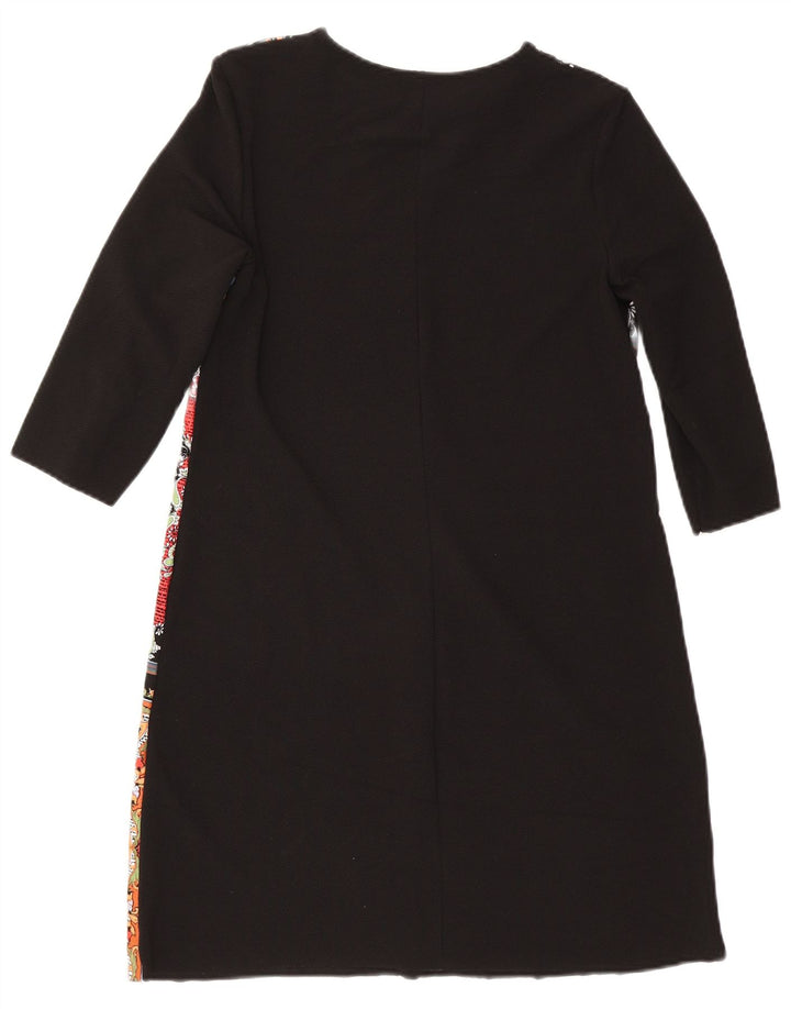 Zara Γυναικείο φόρεμα Kaftan 3/4 μανίκι UK 12 Medium Black Patchwork