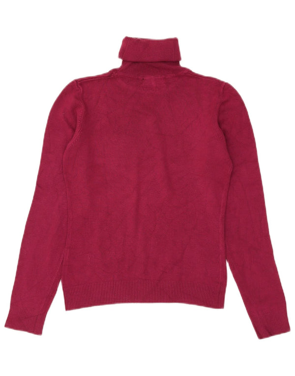 Zara Γυναικείο Crop Roll Neck Jumper πουλόβερ UK 12 Medium Burgundy Rayon