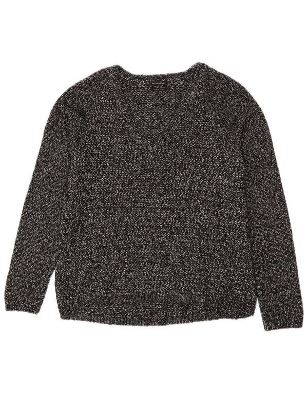 Massimo Dutti γυναικείο πουλόβερ με λαιμόκοψη με V λαιμόκοψη UK 14 με μεσαίο γκρι φλύκταινα