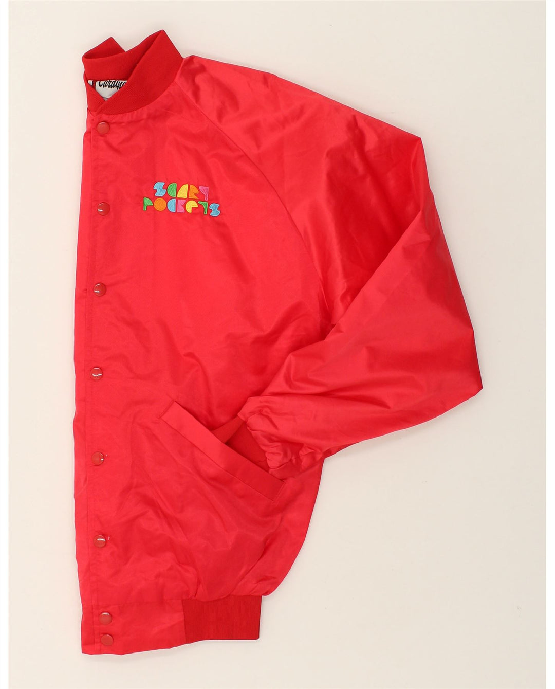 VINTAGE Mens Bomber Jacket UK 38 Medium Red Nylon Vintage Vintage and Second-Hand Vintage from Messina Hembry 