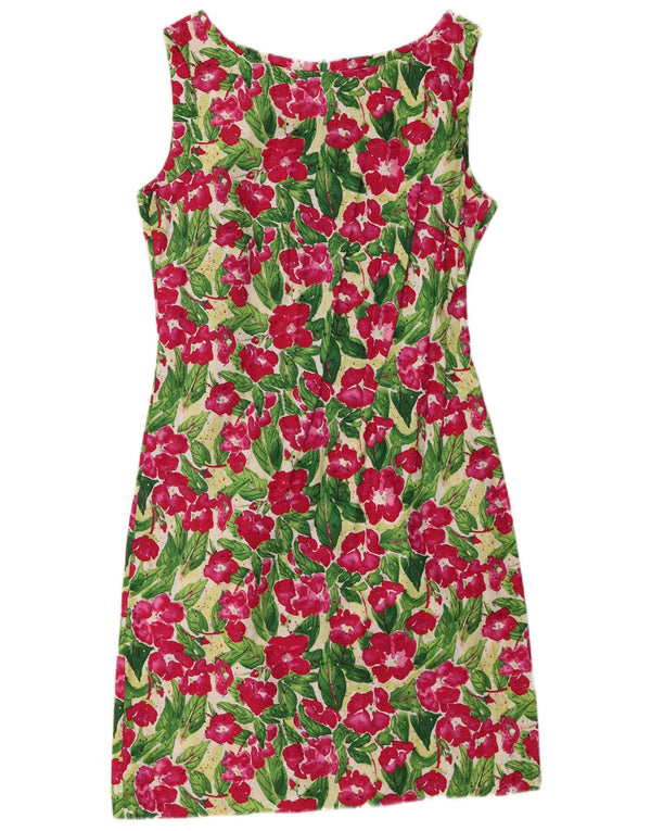 Vintage Womens Sleeveless Sheath Dress UK 12 Medium Multicoloured Floral