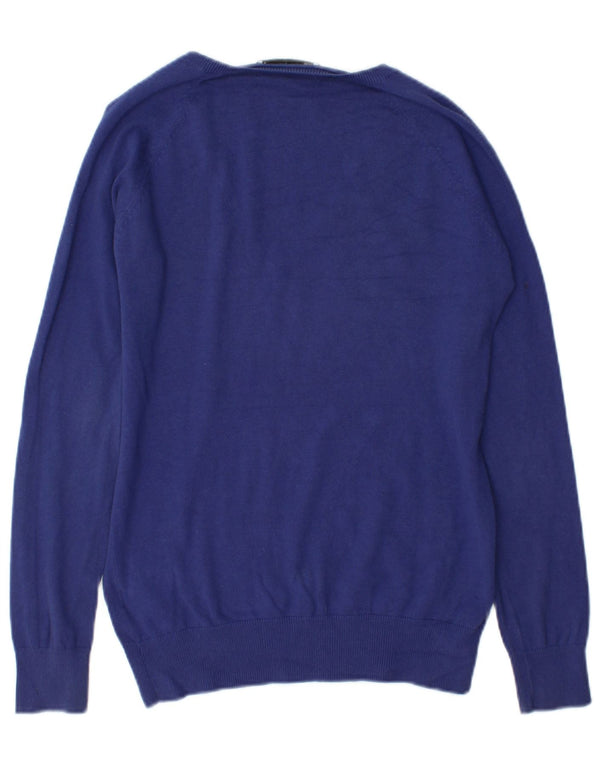 Γυναικείο πουλόβερ Zara με V λαιμόκοψη UK 18 XL Μπλε βαμβακερό