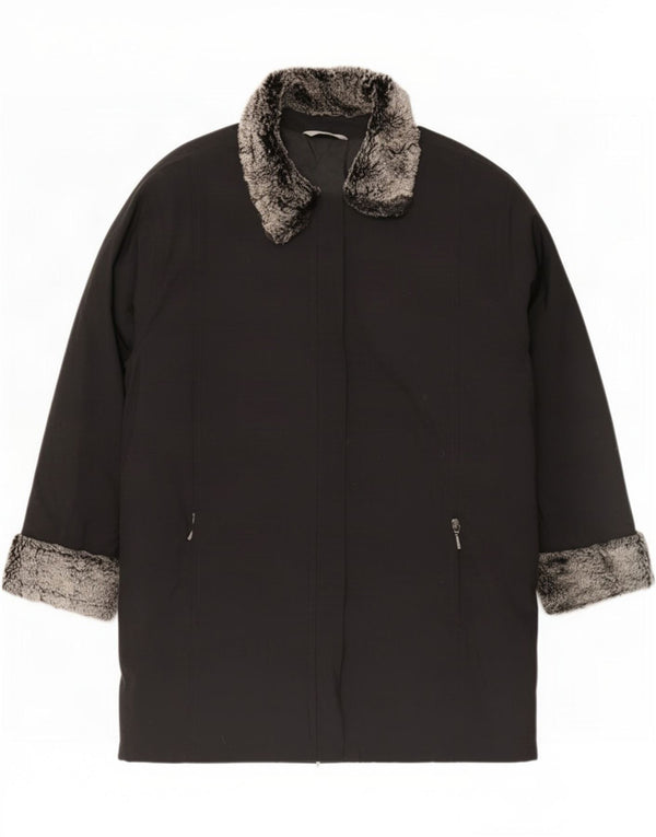 Marks & Spencer Womens Oversized Padded Jacket UK 16 Large Black Acrylic