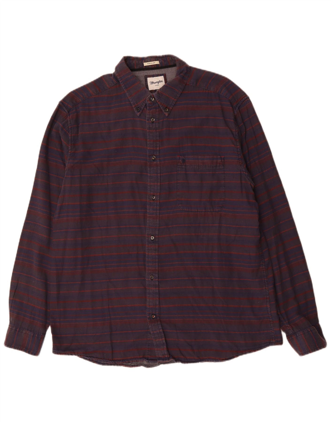 WRANGLER Ανδρικό πουκάμισο κανονικής εφαρμογής 2XL Navy Blue ριγέ βαμβακερό