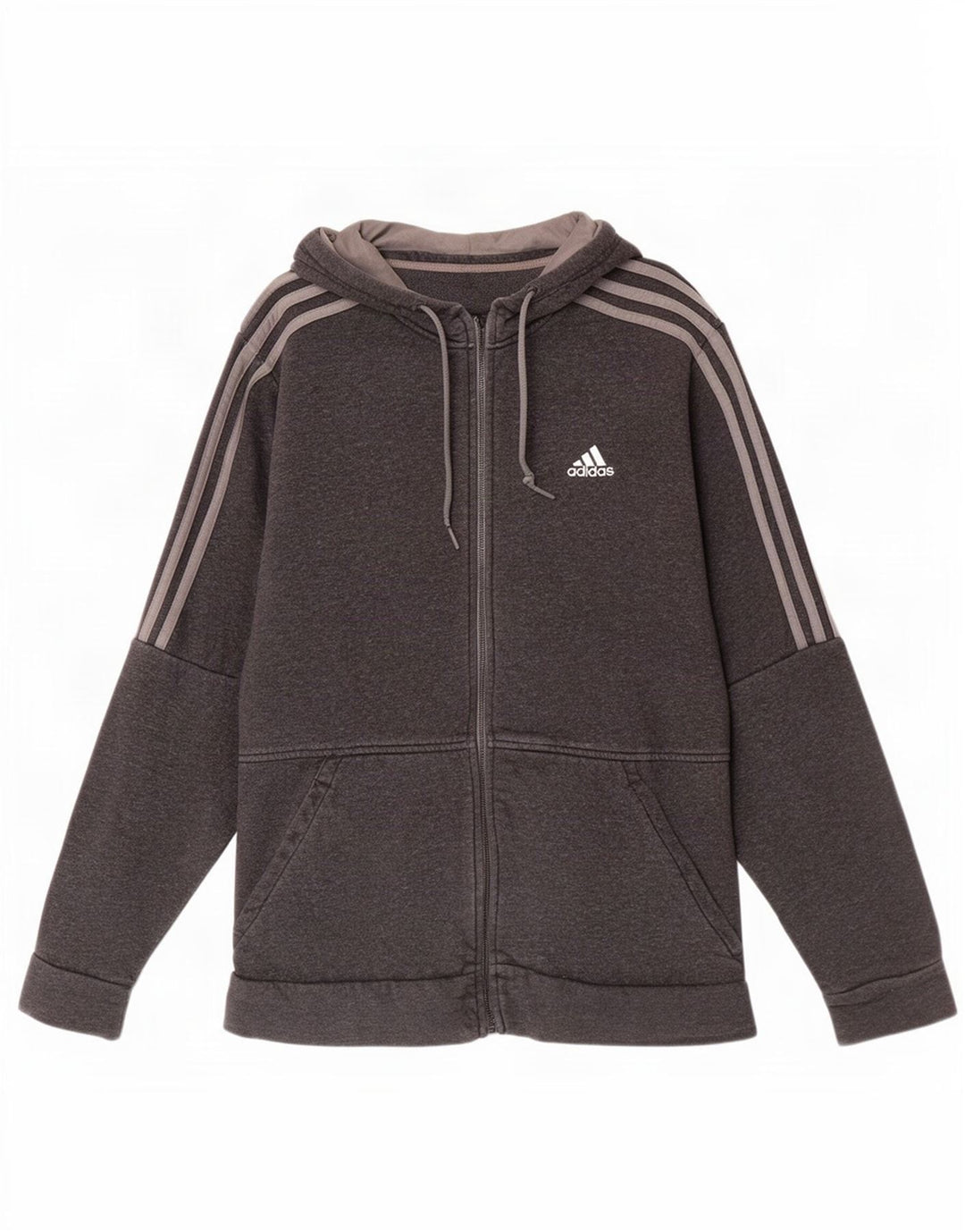 Ανδρικό πουλόβερ με κουκούλα με φερμουάρ Adidas μεσαίο βαμβακερό γκρι