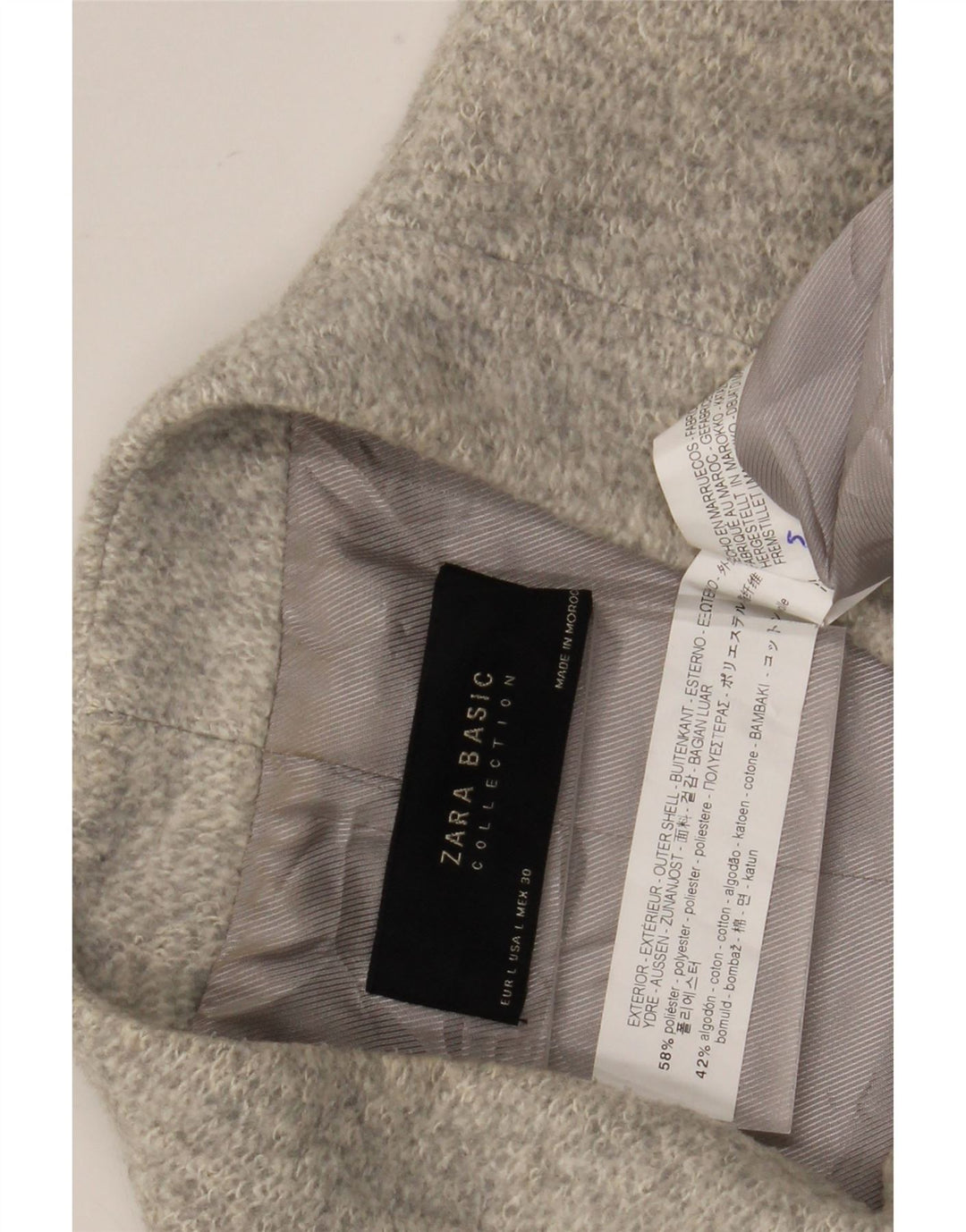Zara Γυναικείο Παλτό UK 14 Large Grey Polyester