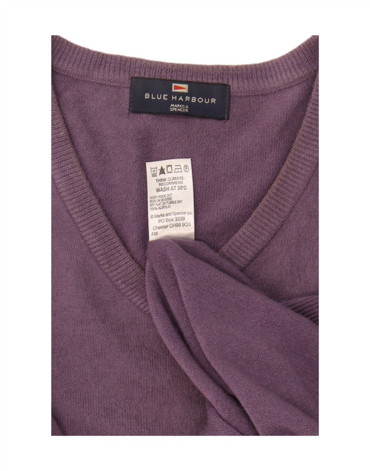 Ανδρικό πουλόβερ Marks & Spencer Blue Harbor με λαιμόκοψη με λαιμόκοψη μεγάλο μωβ