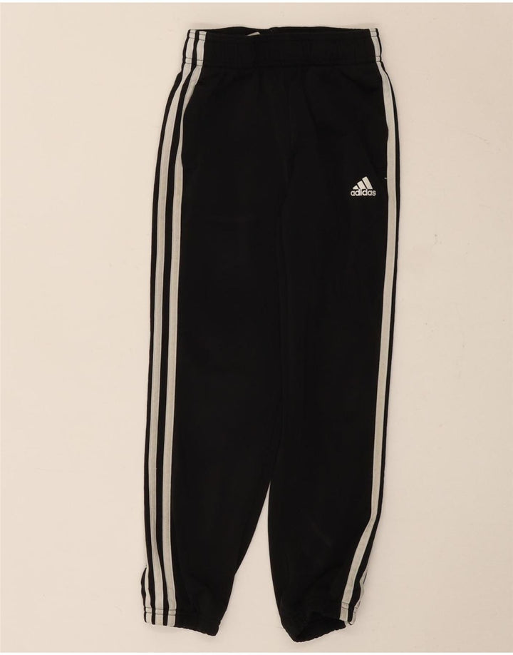 ADIDAS Boys Tracksuit Trousers Joggers 7-8 Years Black Polyester