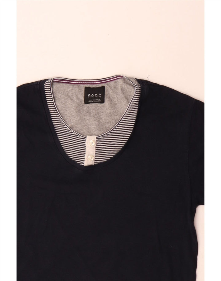 Zara Ανδρικό T-Shirt Top Small Navy Blue