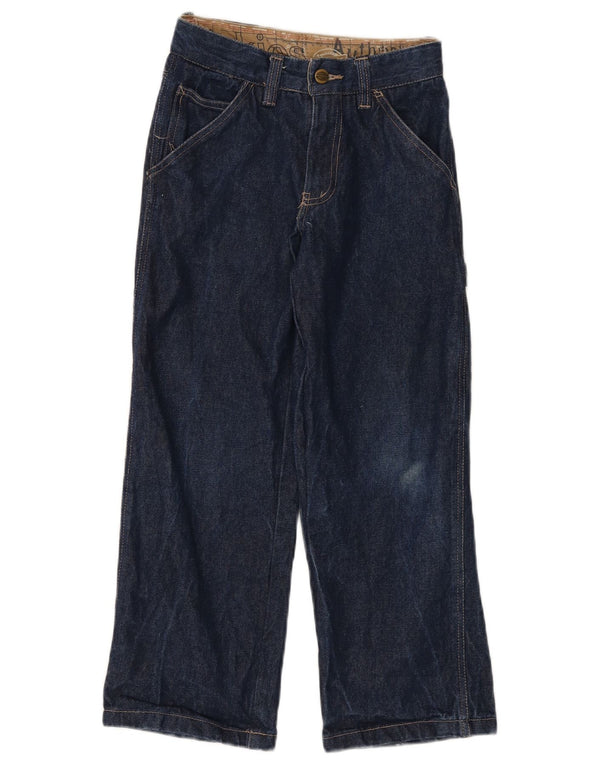 DICKIES Boys Cargo Wide Leg Jeans 9-10 Years W24 L24 Navy Blue Cotton