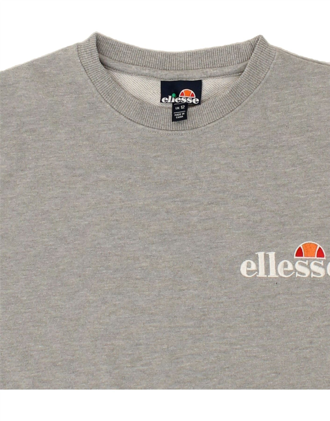 ELLESSE Womens Loose Fit Sweatshirt Jumper UK 12 Medium Grey Cotton Vintage Ellesse and Second-Hand Ellesse from Messina Hembry 