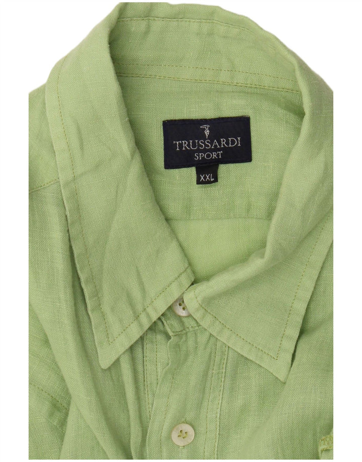 Ανδρικό κοντομάνικο πουκάμισο Trussardi 2XL Πράσινο