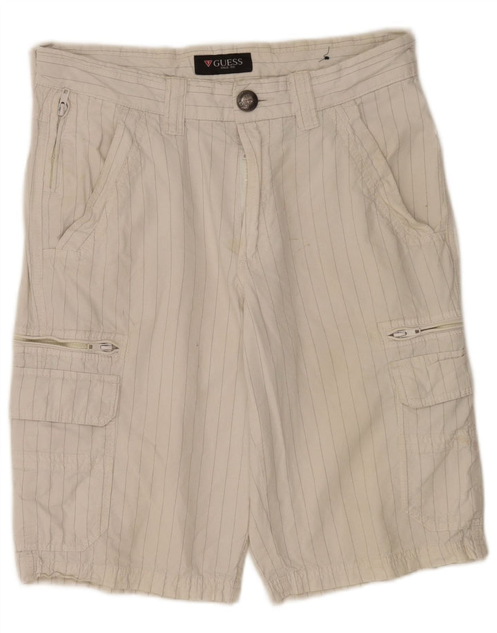 Ανδρικό σορτς Cargo Guess W31 Βαμβακερό μεσαίο λευκό ρίγες